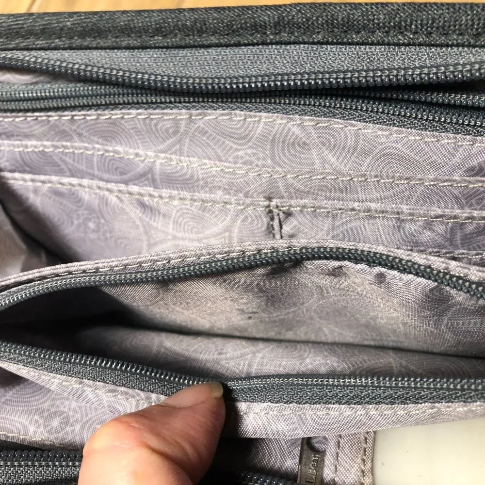 LL Bean men fabric travel wristlet wallet, charcoal gray